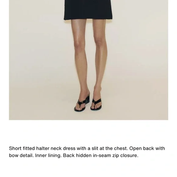 Zara NWT open bow back choker collar feel v neck black luxe thick mini dress - Picture 4 of 11